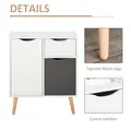 HOMCOM Sideboard Floor Cabinet Storage Cupboard with Drawer and Solid Wood Legs for Bedroom, Living Room, Entryway, Grey - 6
