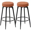 HOMCOM Set of Two Faux Leather Bar Stools - Brown/Black - 1