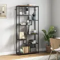 HOMCOM Seven-Tier Geometric Bookcase - Brown/Black - 2