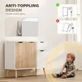 HOMCOM Sideboard Floor Standing Storage Cabinet with Drawer for Bedroom, Living Room, Home Office, Natural - 5