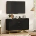 HOMCOM Sideboard with 3 Drawers and Adjustable Shelves for Living Room - Black - 9