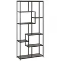 HOMCOM Seven-Tier Geometric Bookcase - Grey/Black - 1