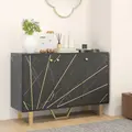 HOMCOM Sideboard Storage Cabinet, Modern Storage Cupboard with Adjustable Shelves and Metal Legs for Living Room, Kitchen, Dining Room, Entryway, Black Marble Tone - 8