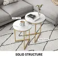 HOMCOM Set of Two Marble-Effect Nest of Tables - White/Gold-Tone - 5