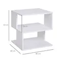HOMCOM Side Table, Square Coffee Table, Modern End Table with 2 Tier Storage Shelves for Living Room, Bedroom, White - 3