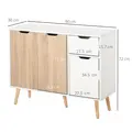 HOMCOM Sideboard Floor Standing Storage Cabinet with Drawer for Bedroom, Living Room, Home Office, Natural - 3
