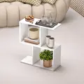 HOMCOM Side Table, Narrow End Table with Storage Shelves, S-Shaped, 3-Tier, 50W x 19.5D x 58H cm, White - 7