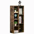 HOMCOM Seven-Cube Bookcase - Rustic Brown Wood Effect - 7