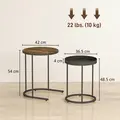 HOMCOM Set of Two Industrial Nesting Tables - Brown/Black - 3