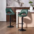 HOMCOM Set of Two Faux Leather Bar Stools - Dark Green - 2