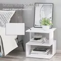 HOMCOM Side Table, Square Coffee Table, Modern End Table with 2 Tier Storage Shelves for Living Room, Bedroom, White - 4