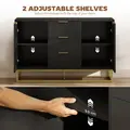 HOMCOM Sideboard with 3 Drawers and Adjustable Shelves for Living Room - Black - 6
