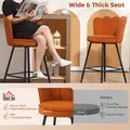 HOMCOM Set of Two Velvet-Feel Lotus Bar Stools - Orange - 4