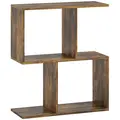 HOMCOM Side Table, Narrow End Table with Storage Shelves, S-Shaped, 3-Tier, 50W x 19.5D x 58H cm, Rustic Brown - 1
