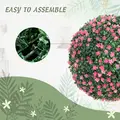HOMCOM Set of Two Artificial Boxwood Balls Plants - Pink - 5