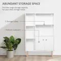HOMCOM Sideboard Storage Cabinet Cupboard, Open Bookcase with 2 Doors 5 Compartments Wooden Modern Style for Living Room Bedroom Kitchen 80 x 23 x 123 cm, White - 4