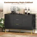HOMCOM Sideboard with 3 Drawers and Adjustable Shelves for Living Room - Black - 4