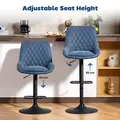 HOMCOM Set of Two Faux Leather Retro Bar Stools - Dark Blue - 4