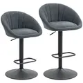 HOMCOM Set of Two Relaxed Tub Bar Stools - Dark Grey - 1