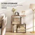 HOMCOM Side Table, Narrow End Table with Storage Shelves, S-Shaped, 3-Tier, 50W x 19.5D x 58H cm, Oak - 5