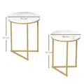 HOMCOM Set of Two Marble-Effect Nest of Tables - White/Gold-Tone - 3
