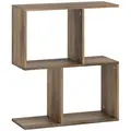 HOMCOM Side Table, Narrow End Table with Storage Shelves, S-Shaped, 3-Tier, 50W x 19.5D x 58H cm, Oak - 1