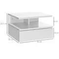 HOMCOM Set of Two Floating High Gloss Bedside Tables - White - 3