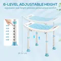 HOMCOM Shower Chair, Adjustable Height Shower Stool with Aluminium Frame and Non-Slip Feet, Bathtub Stool Seat for Elderly Disabled Handicap, Turquoise - 5