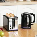 HOMCOM Simple Polished Toaster and Kettle Set - Black - 2