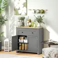 HOMCOM Sideboard Storage Cabinet, Morden Kitchen Cupboard with Adjustable Shelf, Drawer and Double Doors, Sideboard for Living Room, Dining Room, Hallway, Grey - 2