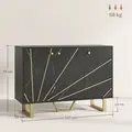HOMCOM Sideboard Storage Cabinet, Modern Storage Cupboard with Adjustable Shelves and Metal Legs for Living Room, Kitchen, Dining Room, Entryway, Black Marble Tone - 3