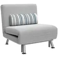 HOMCOM Single Sofa Bed, 1 Person Sleeper Foldable Lounge with Pillow, Light Grey - 1