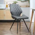 HOMCOM Set of 4 Dining Chairs, Kitchen Chairs with Metal Legs, PU Leather Seat and Backrests, Grey - 8