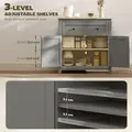HOMCOM Sideboard Storage Cabinet, Morden Kitchen Cupboard with Adjustable Shelf, Drawer and Double Doors, Sideboard for Living Room, Dining Room, Hallway, Grey - 5
