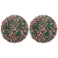 HOMCOM Set of Two Artificial Boxwood Balls Plants - Pink - 1