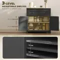 HOMCOM Sideboard Storage Cabinet, Modern Kitchen Cupboard with Adjustable Shelf, Drawer and Double Doors, Black - 5