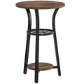HOMCOM Small Round Side Table with 3 Storage Shelves - Rustic Brown - 1