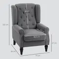 HOMCOM Teddy Fleece Retro Wingback Chair - Grey - 3