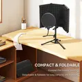 HOMCOM Studio Microphone Isolation Shield with Pop Filter and Tripod Stand, Foldable Adjustable Recording Studio Equipment, 3-Panel High Density Absorbent Foam Shield with 3/8" Threaded Mount, Black - 5