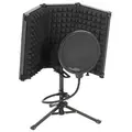 HOMCOM Studio Microphone Isolation Shield with Pop Filter and Tripod Stand, Foldable Adjustable Recording Studio Equipment, 3-Panel High Density Absorbent Foam Shield with 3/8" Threaded Mount, Black - 1