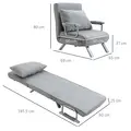 HOMCOM Suedette Adjustable Back Futon Sofa Chair - Grey - 3