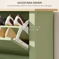 HOMCOM Slim Shoe Cabinet, Narrow Shoe Cupboard with 2 Flip Drawers, Adjustable Shelves for 12 Pairs of Shoes, Green - 5