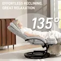 HOMCOM Swivel Recliner Chair with Footrest, Manual Recliner Armchair with Wooden Base, Plush Velvet Upholstered Reclining Chair for Living Room, Bedroom, Office, Grey - 4