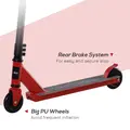 HOMCOM Street Stunt Scooter Intermediate and Beginner Freestyle Tricks Scooters For 14+ Teens Adult w/ Rear φ10cm Wheel & Brake - Red - 5