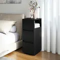 HOMCOM Slim Bedside Table, Narrow Bedside Cabinet with Open Shelf and 2 Drawers for Bedroom, Living Room, Black - 8