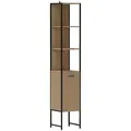 HOMCOM Tall Bathroom Cabinet with Open Shelves and Adjustable Shelf - Natural Wood Finish - 1