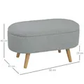 HOMCOM Teddy Fleece Storage Ottoman - Grey - 3