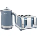 HOMCOM Sleek Textured Kettle and Four-Slice Toaster Set - Blue - 1