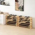 HOMCOM Six-Tier, 72 Bottle Wooden Wine Rack Set of 2 - Natural - 2
