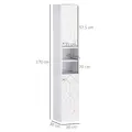 HOMCOM Tall Bathroom Storage Cabinet with Doors, Slim Bathroom Storage Unit with Adjustable Shelves, Freestanding Bathroom Storage Unit, White - 3